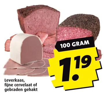 Aanbieding: Leverkaas, fijne cervelaat of gebraden gehakt