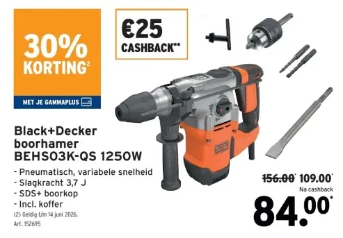 Promotie: boorhamer BEHS03K-QS 1250W