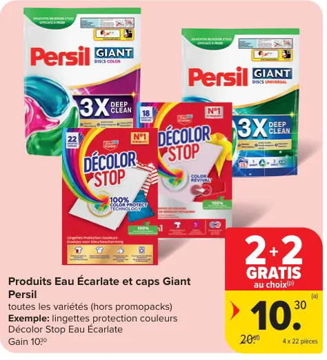 Offre: Produits Eau Écarlate et caps Giant