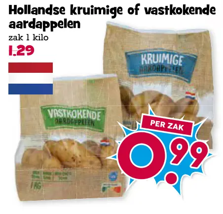 Aanbieding: Hollandse kruimige of vastkokende aardappelen