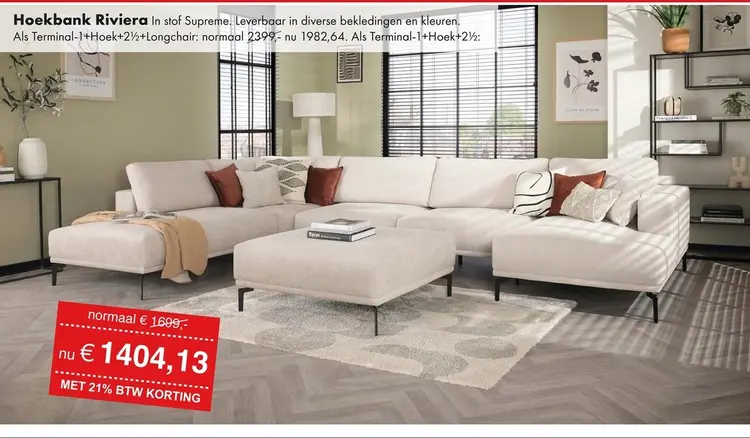 Aanbieding: Riviera hoekbank naturel