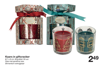 Aanbieding: Kaars in giftcracker