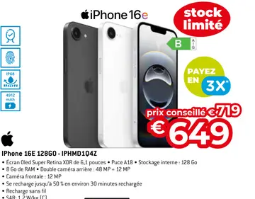 Offre: IPhone 16E 128G0-IPHMD104Z
