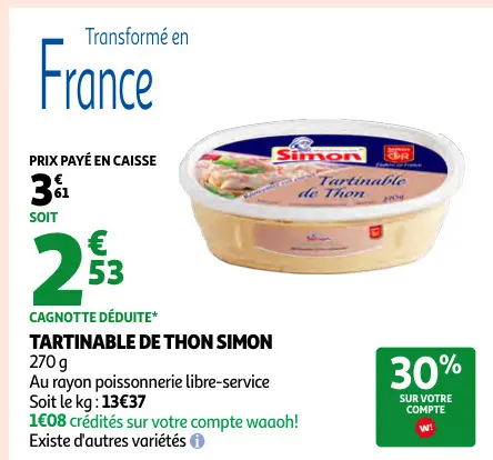 Offre: Tartinable de thon