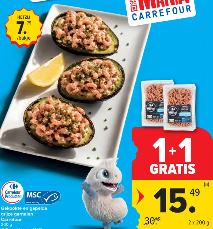 Promotie: Gekookte en gepelde grijze garnalen