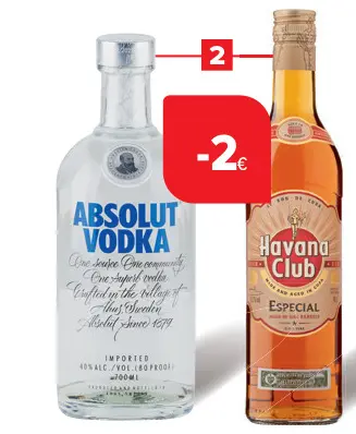 Promotie: Wodka Absolut en bruine rum Especial
