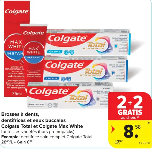 Offre: Brosses à dents, dentifrices et eaux buccales