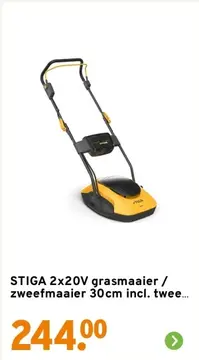 Aanbieding: STIGA 2x20V grasmaaier / zweefmaaier 30cm incl twee 4 0ah accu's dubbele lader