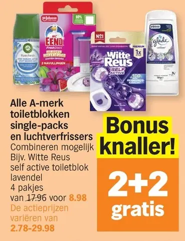 Promotie: Alle A-merk toiletblokken single-packs en luchtverfrissers