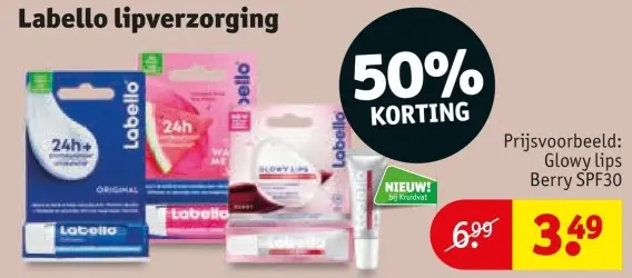 Aanbieding: Labello lipverzorging Glowy lips Berry SPF30