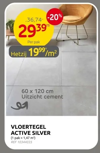 Promotie: Vloertegel active silver