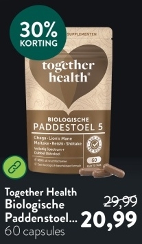 Aanbieding: Together Health Biologische Paddenstoelen 5 mix - 60 capsules