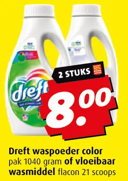 Aanbieding: Dreft waspoeder color of vloeibaar wasmiddel