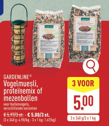 Promotie: Vogelmuesli, proteïnemix of mezenbollen