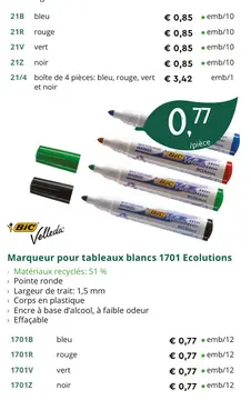 Offre: Marqueur pour tableaux blancs 1701 Ecolutions