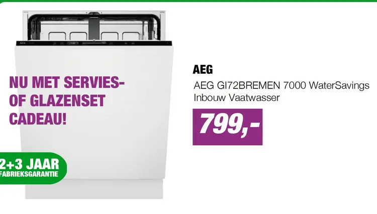 Aanbieding: AEG GI72BREMEN 7000 WaterSavings Inbouw Vaatwasser