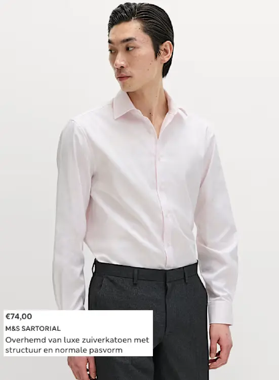 Promotie: Overhemd van luxe zuiverkatoen met structuur 