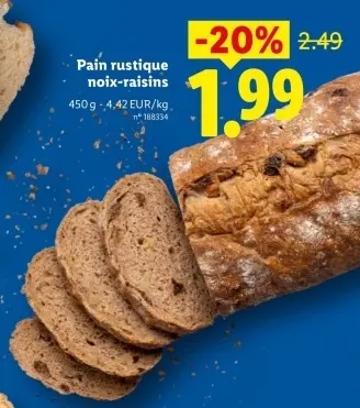 Offre: Pain rustique noix-raisins