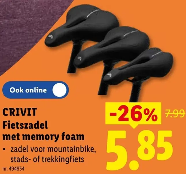 Promotie: Fietszadel met memory foam