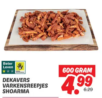 Dekavers varkensreepjes shoarma