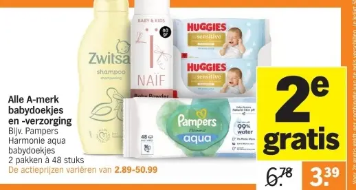 Aanbieding: A-merk babydoekjes en -verzorging