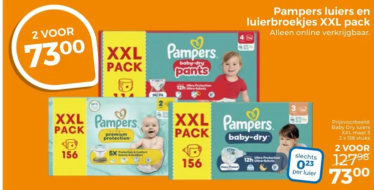 Aanbieding: Pampers luiers en luierbroekjes XXL pack