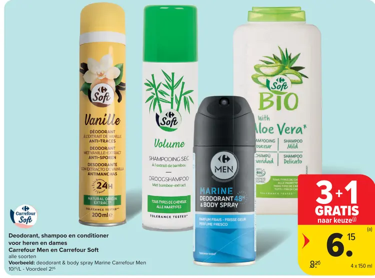 Promotie: Deodorant, shampoo en conditioner