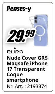 Offre: Nude Cover GRS Magsafe iPhone 17 Transparent 