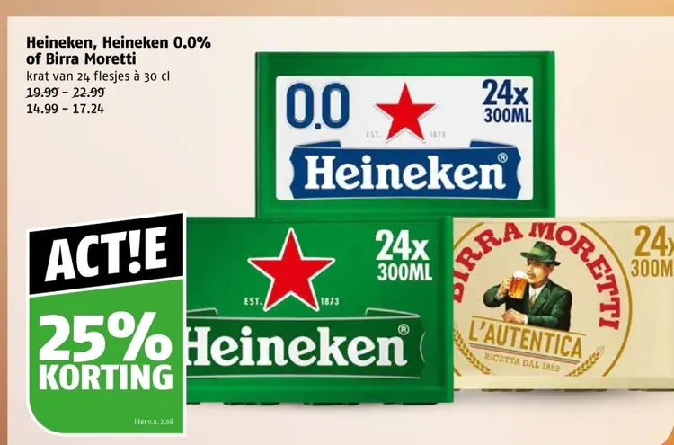 Aanbieding: Heineken, Heineken 0.0% of Birra Moretti