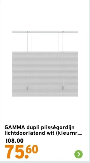 Aanbieding: Dupli plisségordijn lichtdoorlatend wit