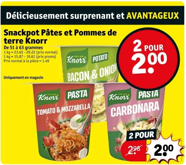 Offre: Snackpot Pâtes et Pommes de terre