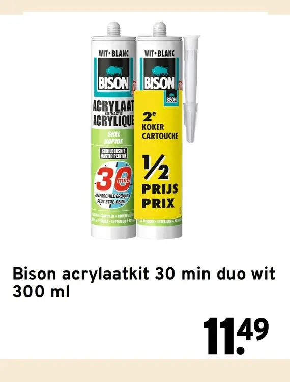 Aanbieding: Bison acrylaatkit 30 min duo wit