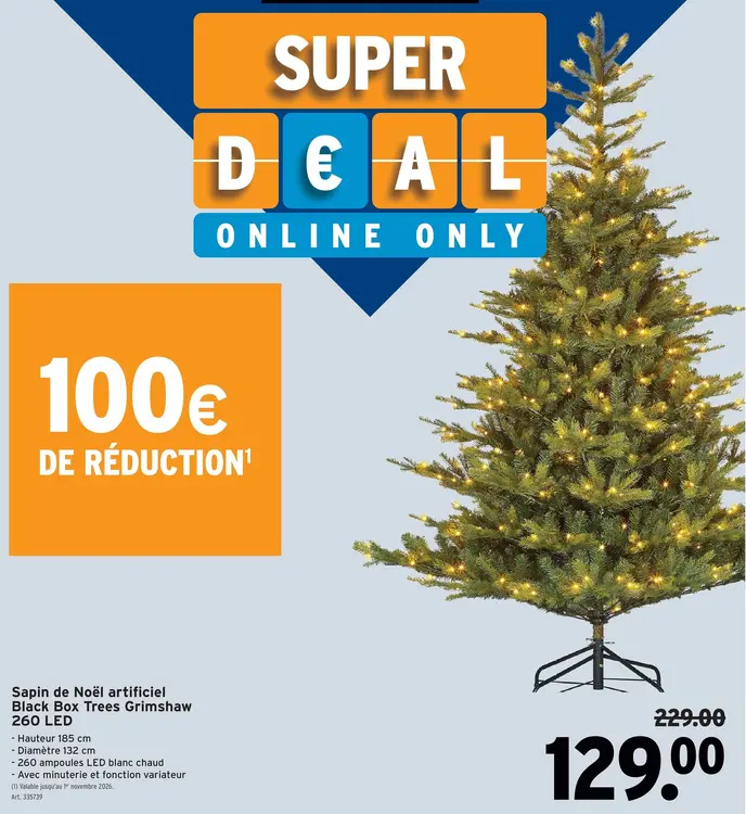 Offre: Black Box Trees Sapin de Noël artificiel Grimshaw 260 LED