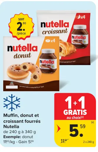 Offre: Muffin, donut et croissant fourrés
