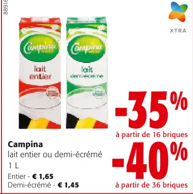 Offre: lait entier ou demi-écrémé