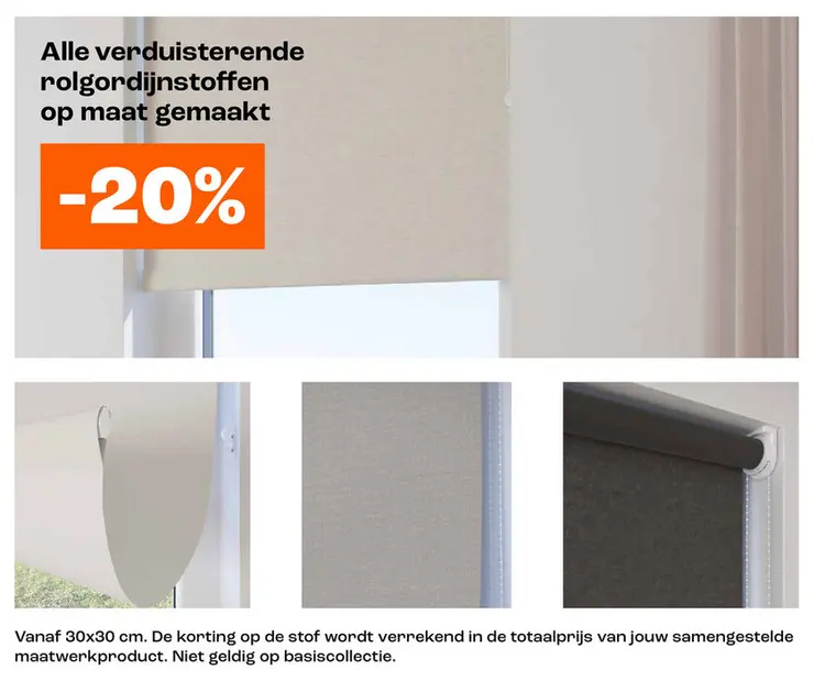 Promotie: Alle verduisterende rolgordijnstoffen op maat gemaakt