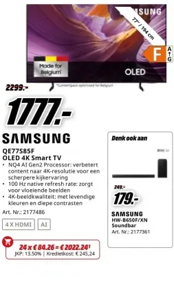 Aanbieding: QE77S85F OLED 4K Smart TV