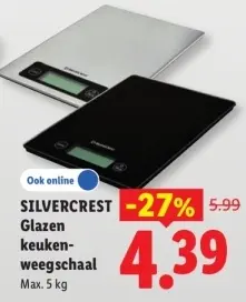 Aanbieding: Glazen keukenweegschaal