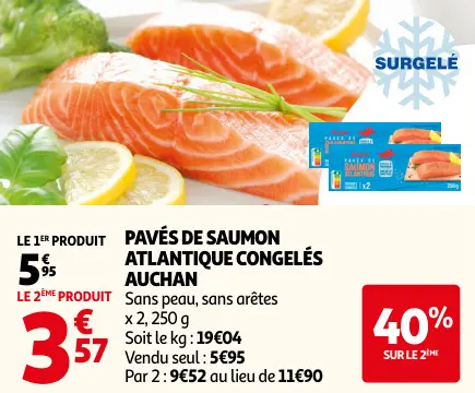 Promotie: Pavés de saumon atlantique congelés