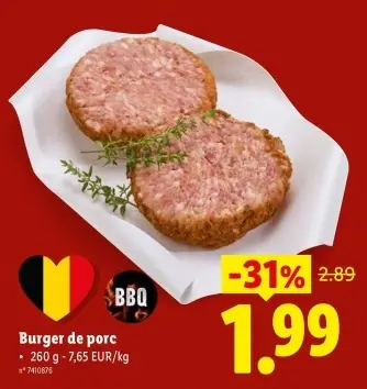 Offre: Burger de porc