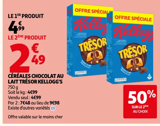 Offre: Céréales chocolat au lait trésor