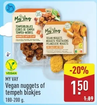 Aanbieding: Vegan nuggets of tempeh blokjes