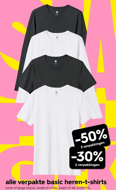 Aanbieding: Alle verpakte basic heren-t-shirts