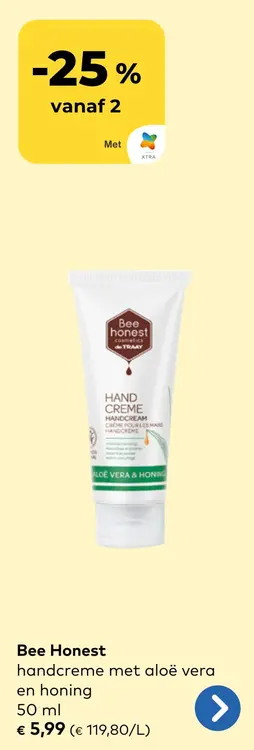 Aanbieding: handcreme met aloë vera en honing