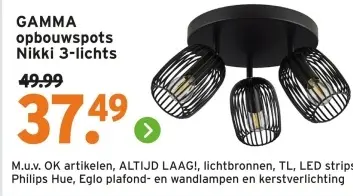 Aanbieding: GAMMA opbouwspots Nikki 3-lichts