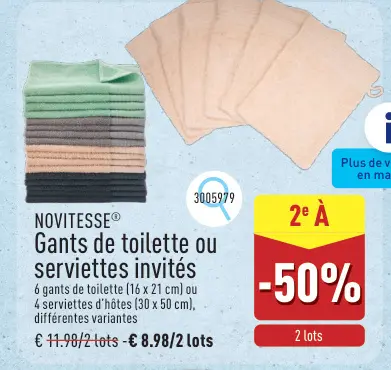 Offre: Gants de toilette ou serviettes invités