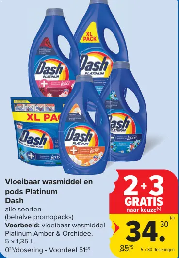 Promotie: Vloeibaar wasmiddel en pods Platinum Dash
