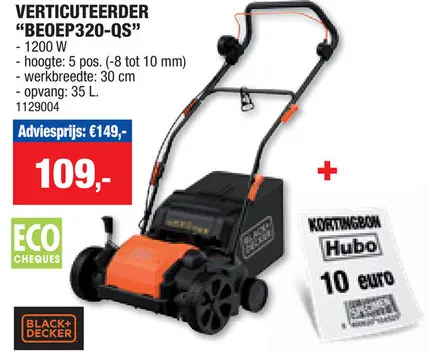Promotie: Black+Decker BEOEP320-QS elektrische verticuteermachine 1200W 30cm