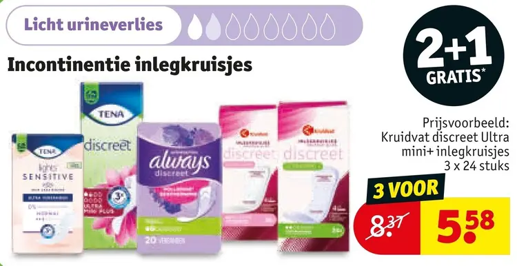 Aanbieding: Incontinentie inlegkruisjes
