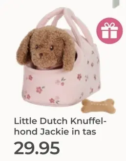 Aanbieding: Knuffelhond Jackie in tas